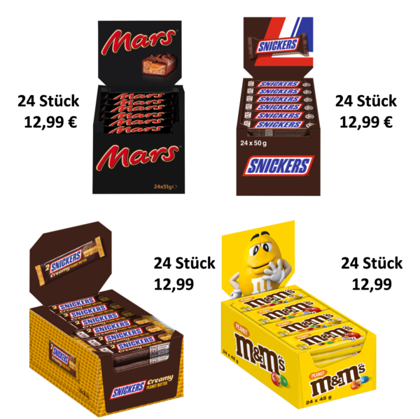 FISGUS® Mars Kollektion - 4 verschiedene Mars Produkte für 12,99 pro 24er Karton