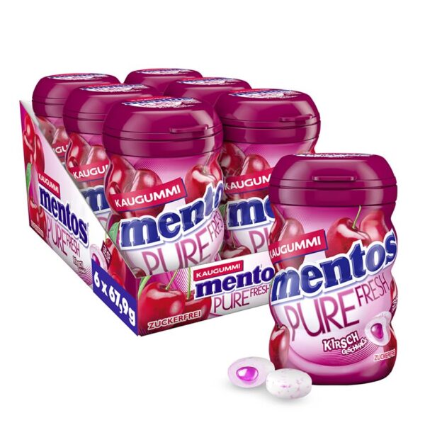 Mentos Kaugummi Pure Fresh Kirsche 6 X 67,9g, zuckerfrei